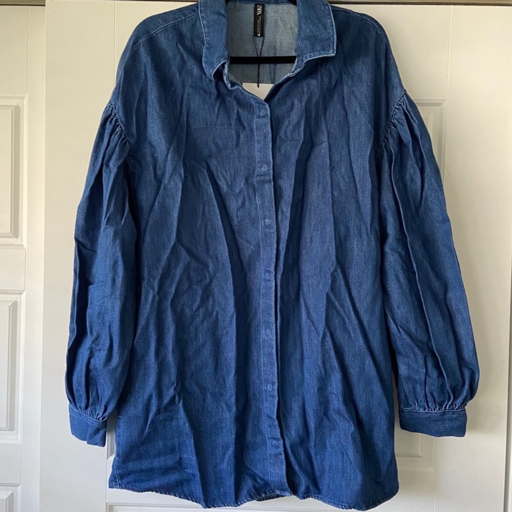 Blue Denim Button-Up oversized dress